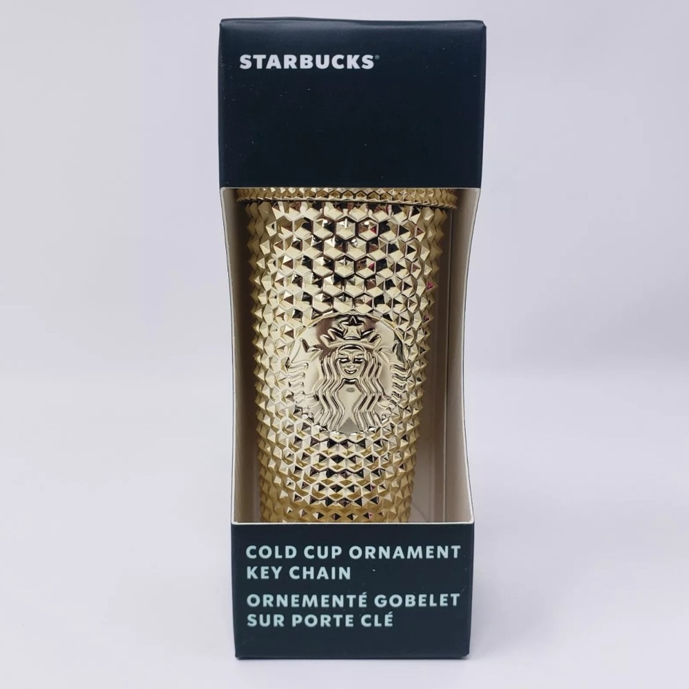 Starbucks Holiday Release 2022. Gold Chrome Ornament & Cold Cup Key Chain. BNWT